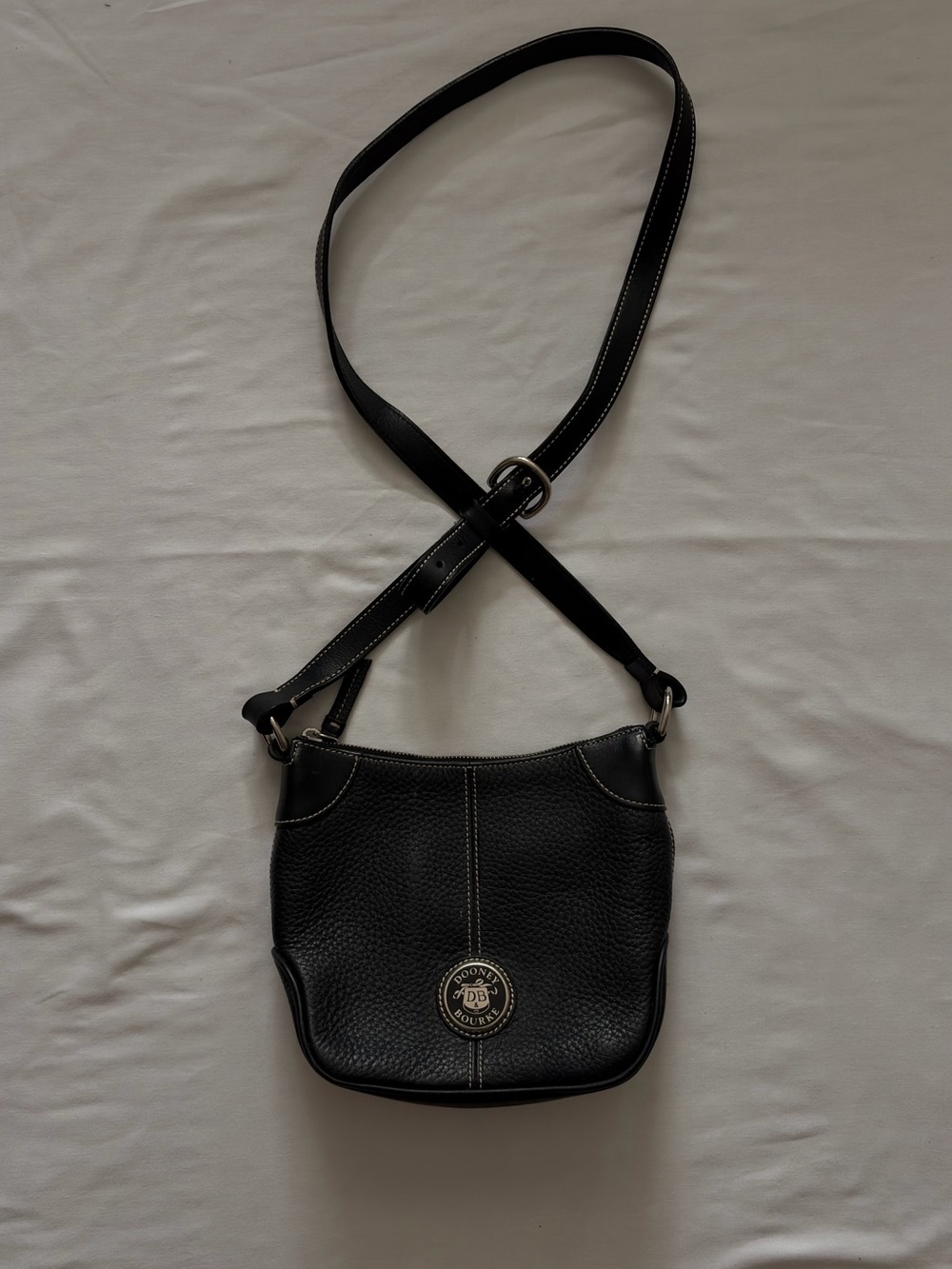 Vintage Dooney & Bourke black pebbled leather crossbody bag